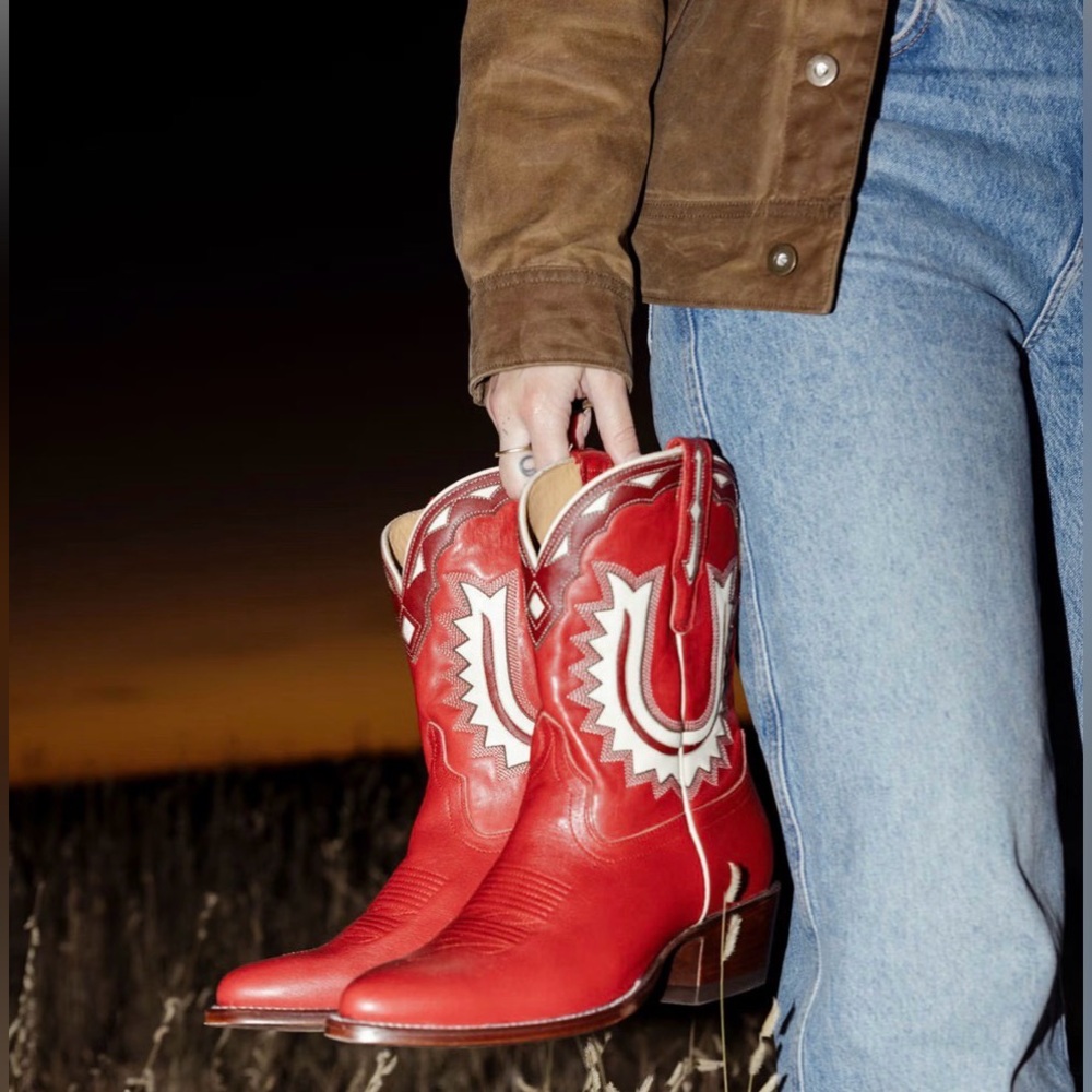 Tecovas Rich red crimson  and Red Leather Boots